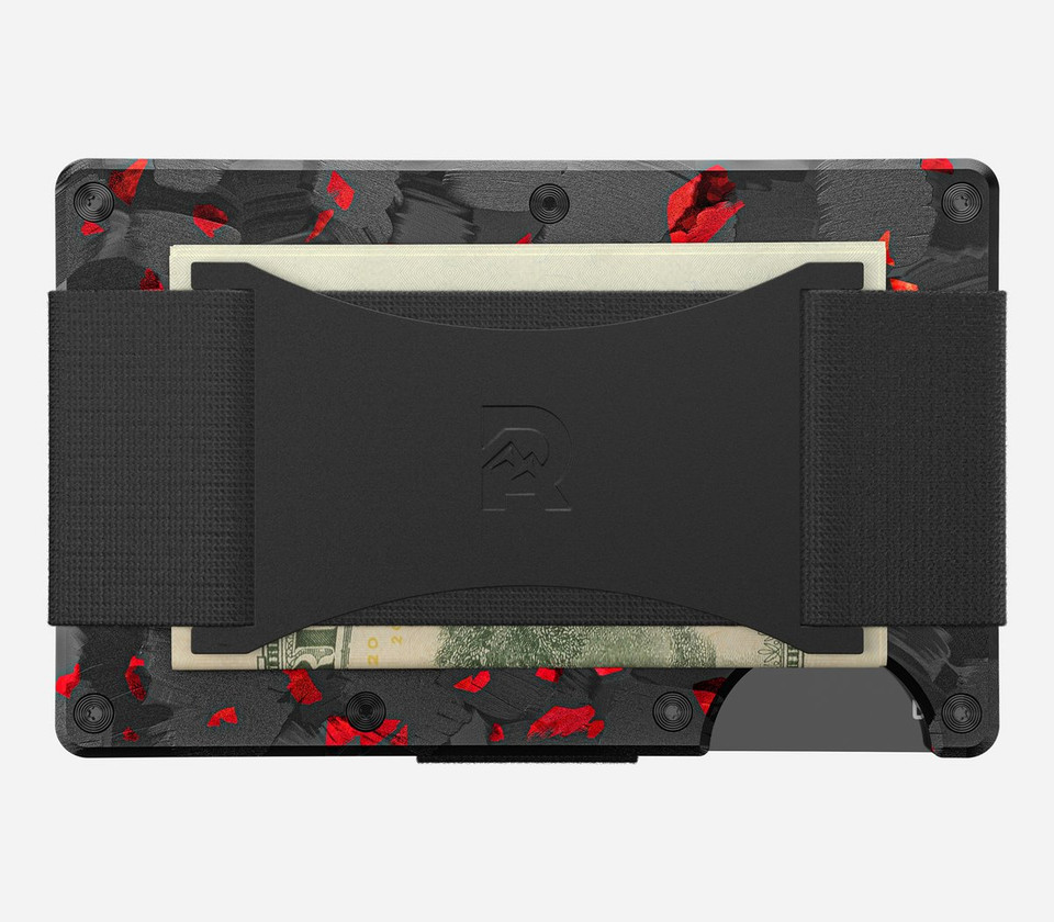 Ridge Wallet Ember Carbon Fiber, Cash Strap & Clip