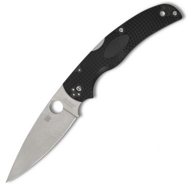 Spyderco Native Chief Lightweight Folding Knife 4.02 CTS-BD1N Satin Combo  Blade, Black FRN Handles - KnifeCenter - C244PSBK