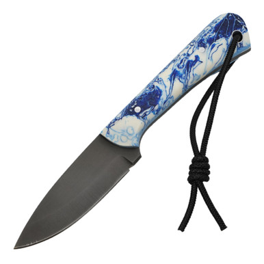 Joey Roman Knives Neckr White & Metallic Blue Marble Resin - REC