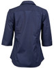 Navy Back - M8110Q Ladies Dobby Striped Taped 3/4 Sleeve Shirt
