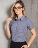 navy - M8320S Ladies Two Tone Check S/S Shirt