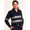 WT08HV Ladies HiVis Cotton Drill Long Sleeves Work Shirt with 3M Reflective Taps