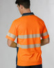 FluoroOrange Back Mens model - SW85 Unisex Cooldry Segmented Safety S/S Polo