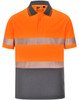 Orange Charcoal Front - SW85 Unisex Cooldry Segmented Safety S/S Polo