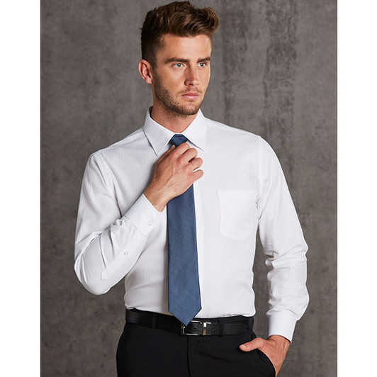 M7112 Mens Mini Herringbone Long Sleeve Shirt