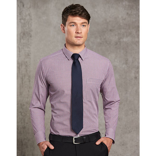 M7340L Mens Two Tone Mini Check L/S Shirt
