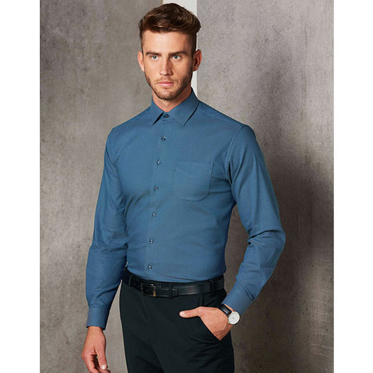 M7400L Mens Pin Dot Stretch L/S Shirt