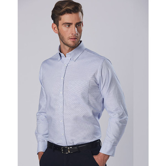 M7922 Mens Dot Contrast Long Sleeve Shirt