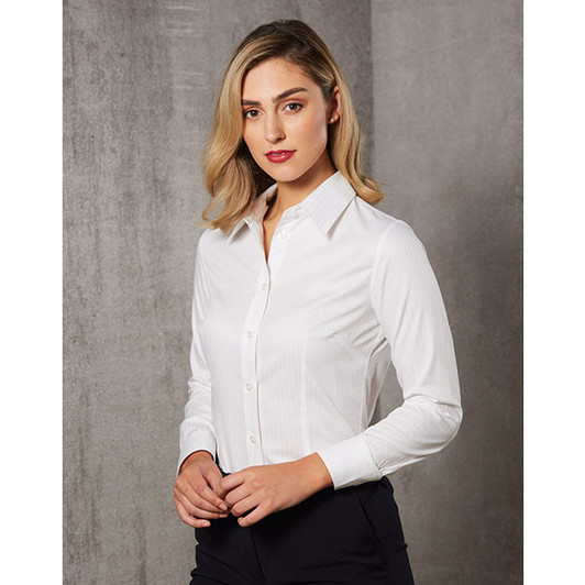 M8100L WoMens Self Stripe L/S Shirt