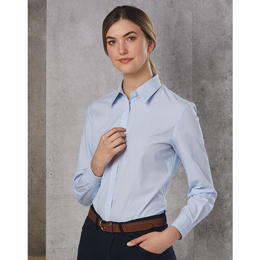 M8212 WoMens Fine Stripe Long Sleeve Shirt