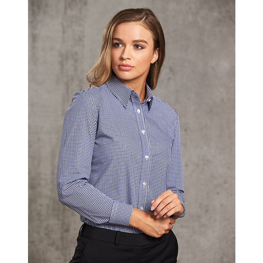 M8320L Ladies Two Tone Check L/S Shirt