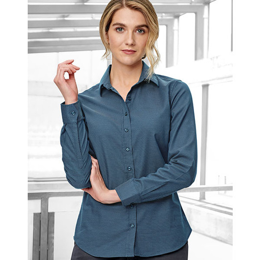 M8400L Ladies Pin Dot Stretch L/S Shirt
