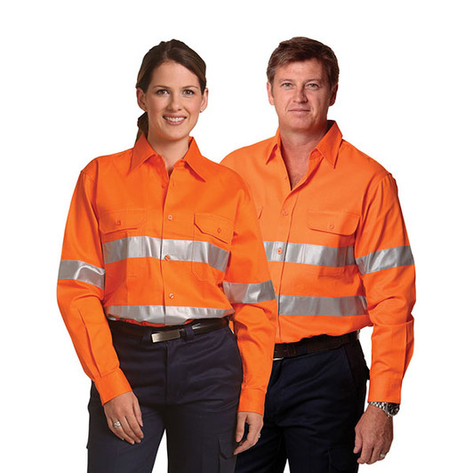 SW52 Mens Hi-Vis L/S Drill Shirt With 3M Tapes