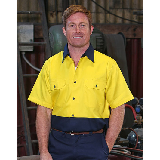 SW53 Hi-Vis two tone S/S cotton work shirt