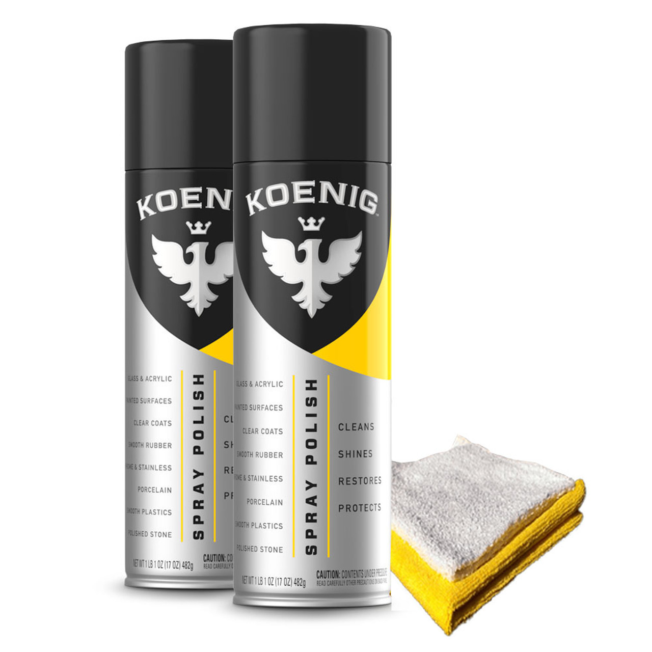 Koenig Polish® - Carnauba Cleaner Wax - 2 cans + Terry Cloth