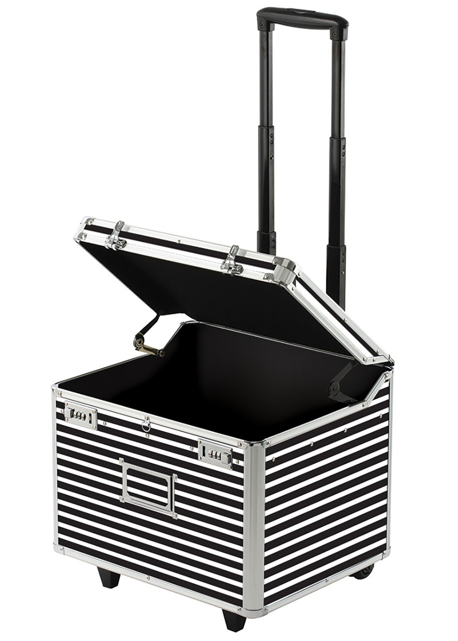 Locking Mobile File Chest, Letter/Legal, Black & White Stripe