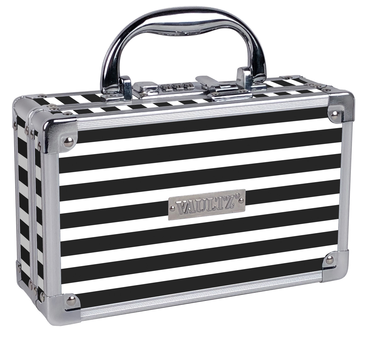 Vaultz Locking Medicine Box with Combination Lock, Black & White Stripe -  VZ03963
