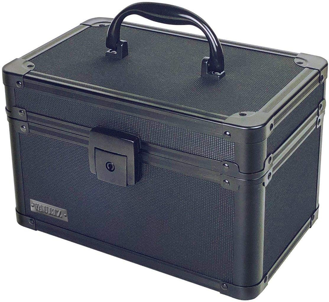 Vaultz Locking Storage Case with Dividers, Small, Tactical Black - VZ00120