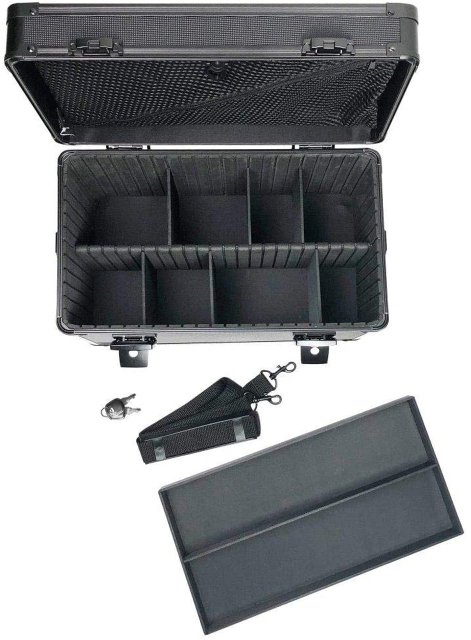 Vaultz Locking Storage Case with Dividers, Small, Tactical Black - VZ00120