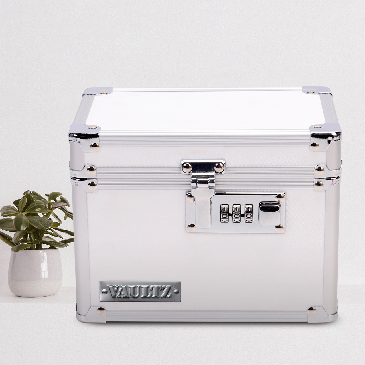 Vaultz Locking Medicine Box with Combination Lock, White