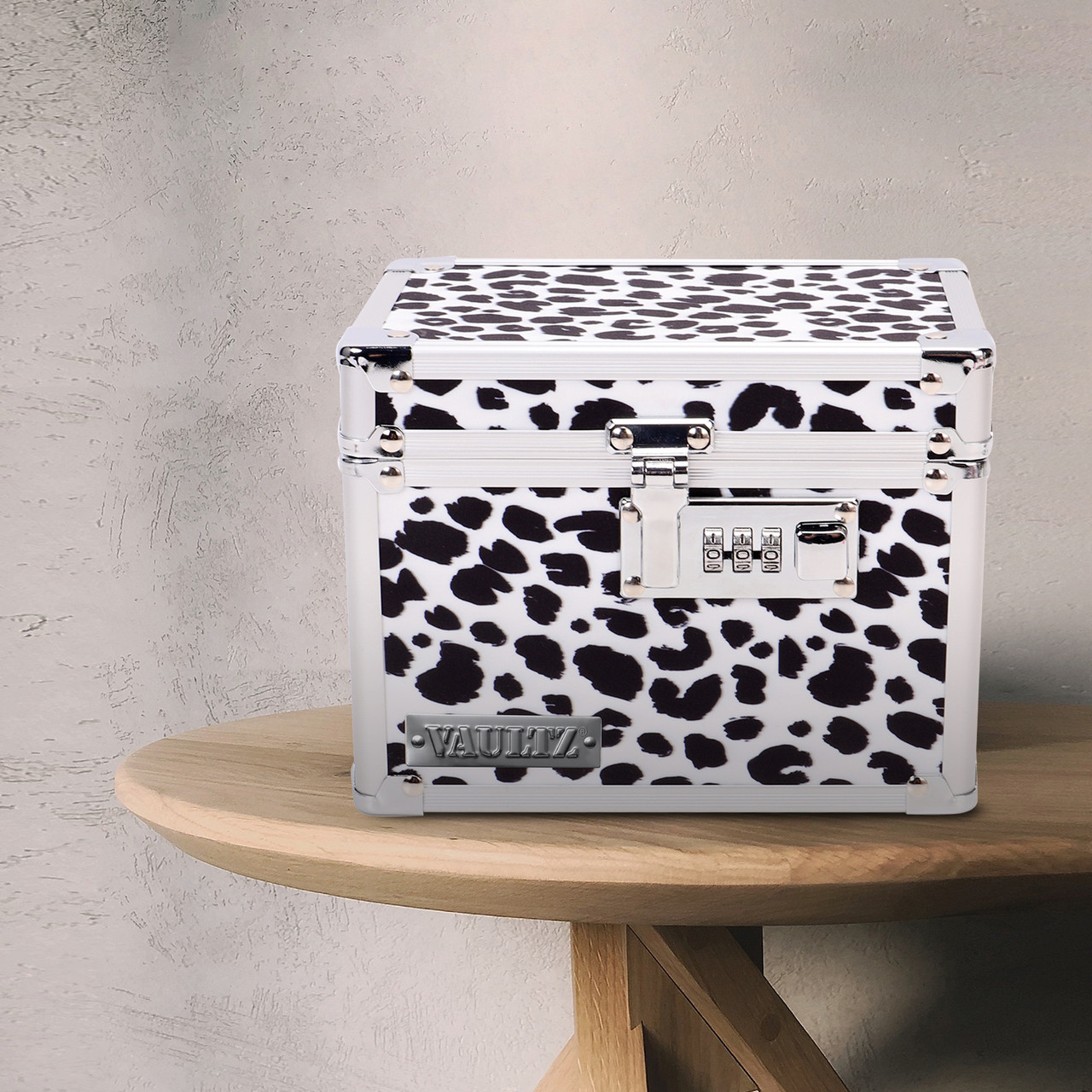 Vaultz Locking Medicine Box with Combination Lock, Black & White