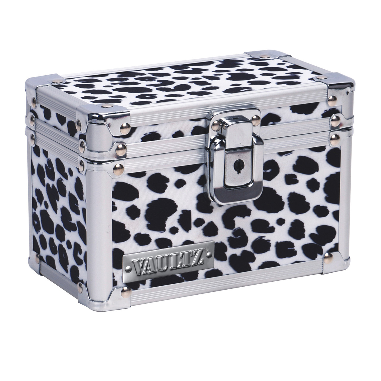 Vaultz Locking 4x6 Index Card File Box, Black & White Leopard