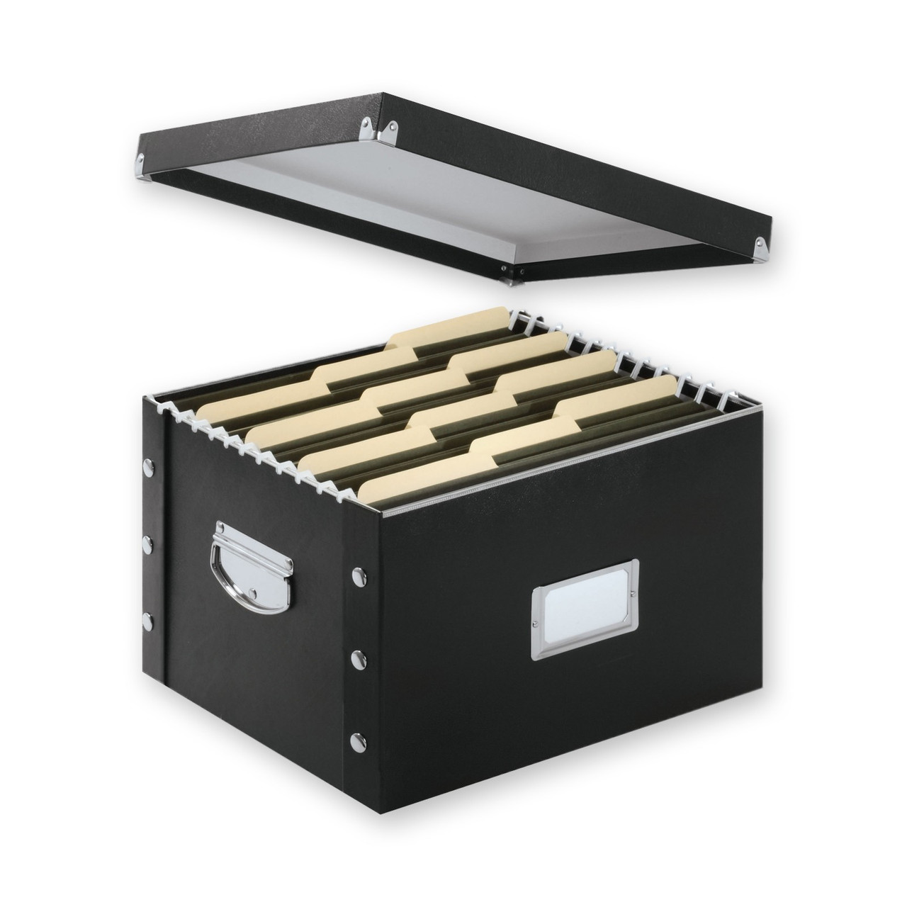 Letter/Legal Black File Box, Chrome Steel Handle-Snap-N-Store-SNS01536