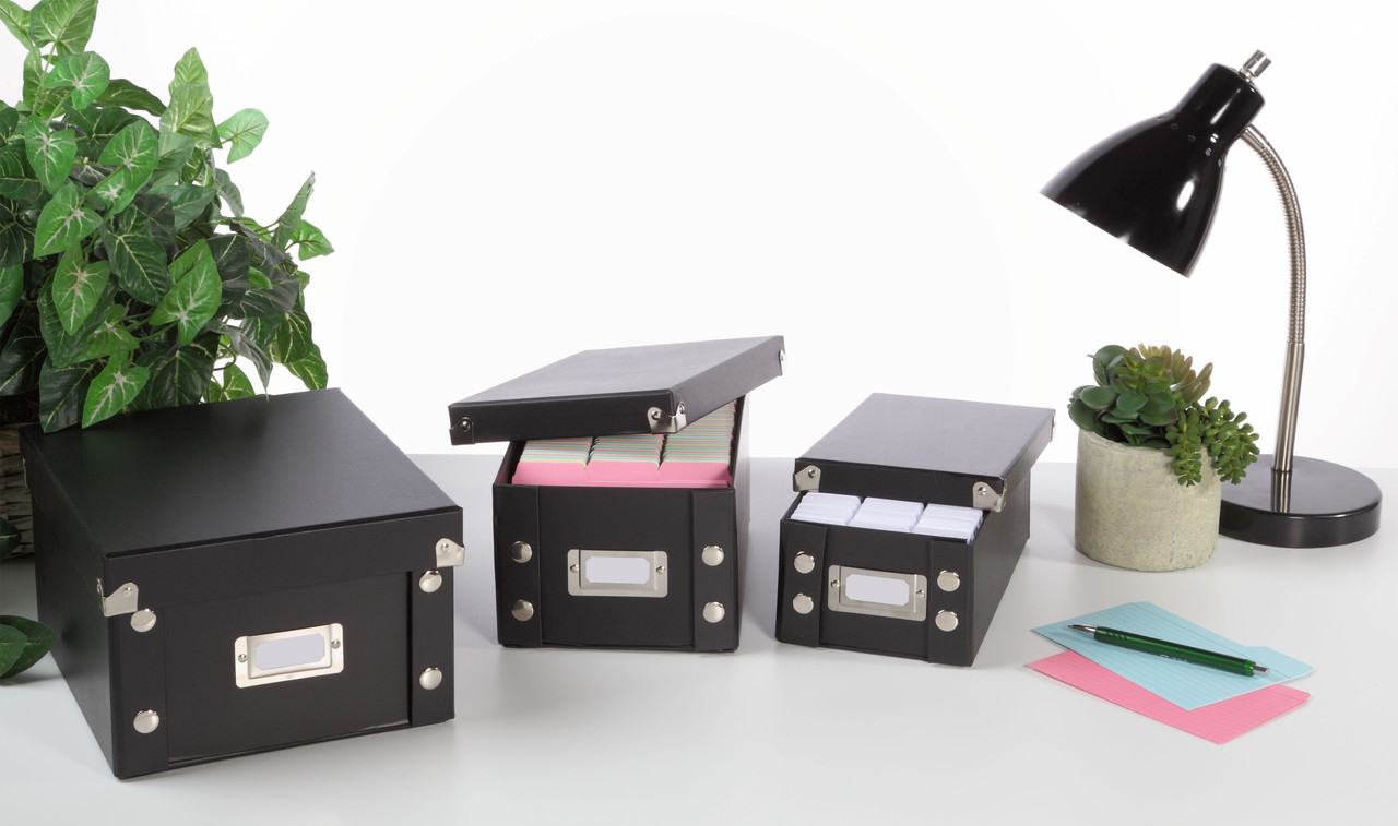 5x8 Index Card File Box, Black - Holds 1,100 - Snap-N-Store - SNS01647