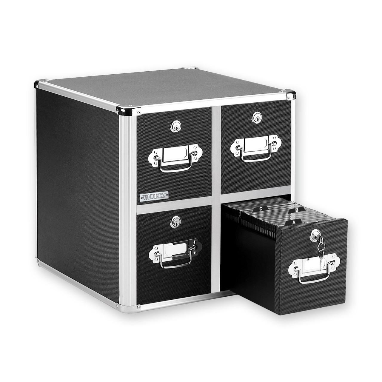 CD File Cabinet - 4 Drawer - Black - Holds 660 CDs - Vaultz - VZ01049