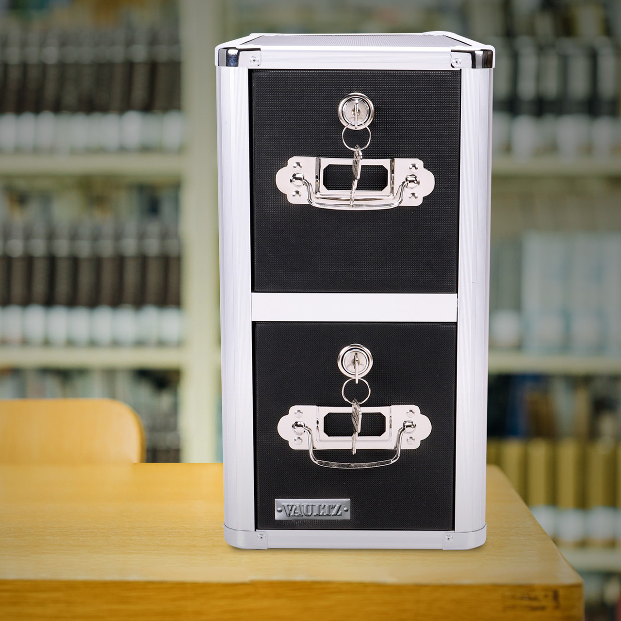 CD File Cabinet - 2 Drawer - Black - Holds 330 CDs - Vaultz - VZ01094