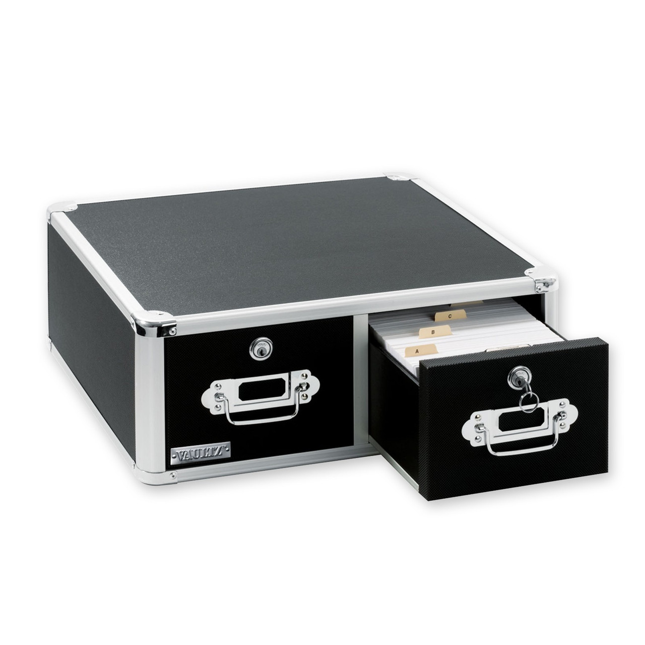 Black Locking 5x8 Index Card Double Drawer Vaultz VZ01397