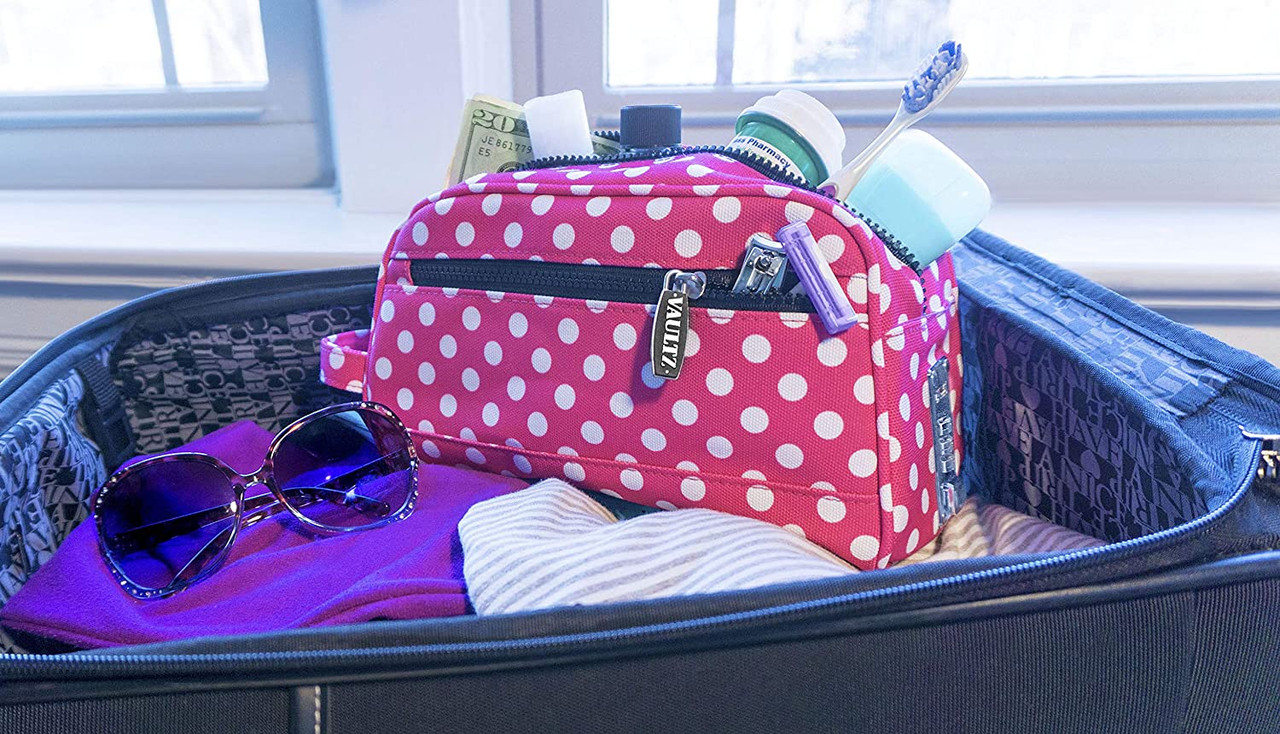 Locking Travel Kit - Polka Dot Nylon- Vaultz - VZ03512