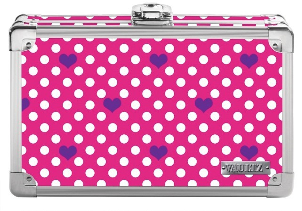 Vaultz Locking Supply Box Polka Dot Heart Vz03607 5542