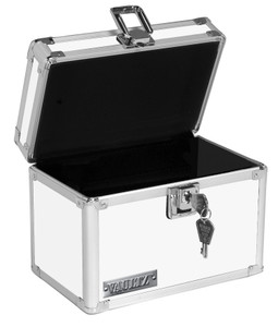 Vaultz Locking 4x6 Index Card File Box, Black & White Leopard - VZ03974