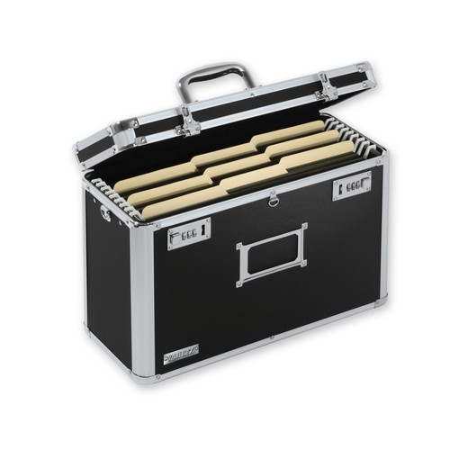 Locking Personal File Tote, Legal, Black, Chrome Handle-Vaultz-VZ01189