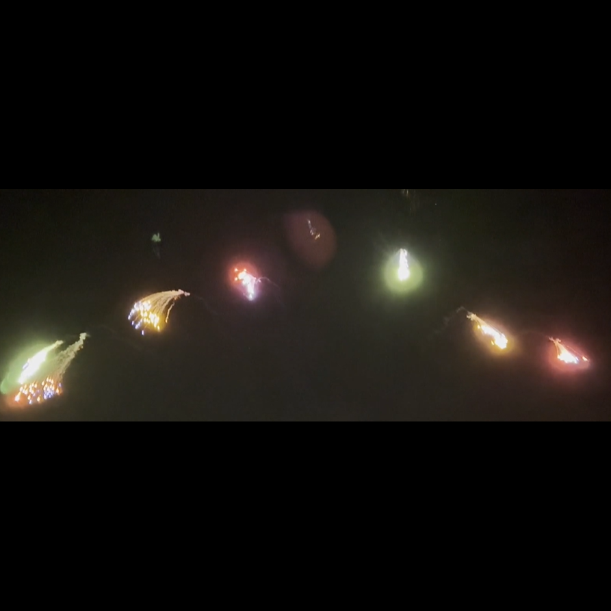 SLICE - 7 SHOT BLUE PEONY + RED/GREEN/YELLOW FALLING LEAVES (FAN)