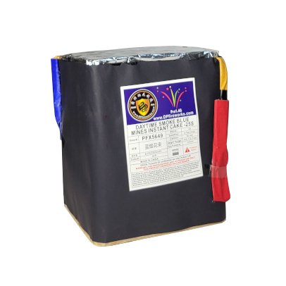 CAKE - 1.2 INCH 25 SHOT DAYTIME SMOKE BLUE MINES - INSTANT