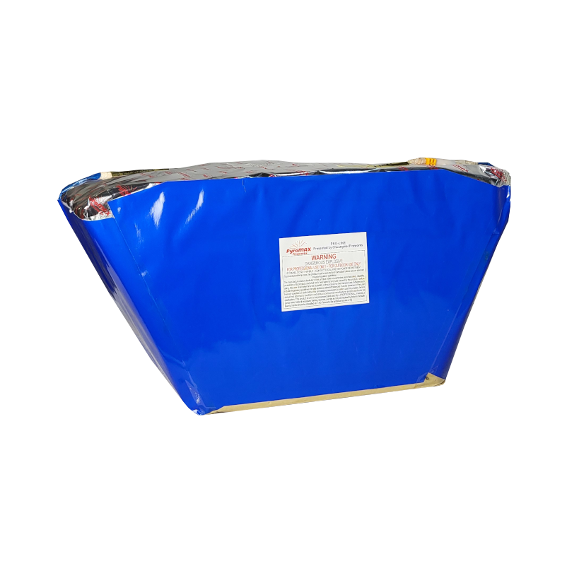 CAKE - 49 SHOT YELLOW SMOKE COMET + WHITE STROBE WATERFALL W/ SILVER STROBE MINE (FAN)