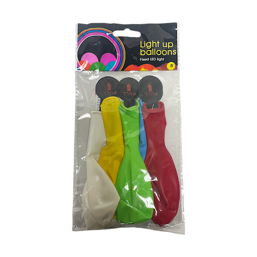 L.E.D. BALLOONS - ASSORTED COLORS 5/1