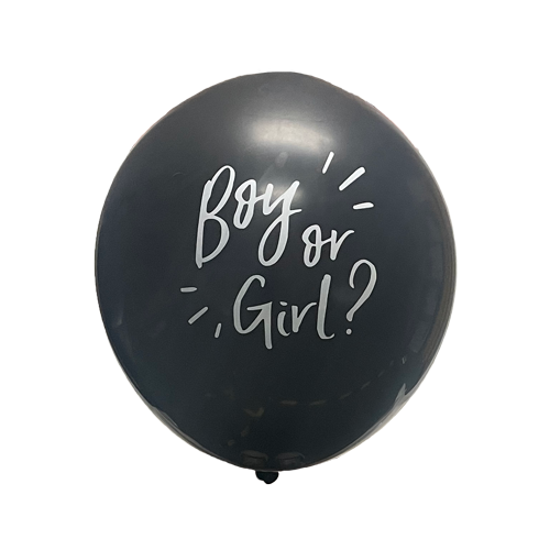 GENDER REVEAL 36 INCH BLACK BALLOON W/ PINK AND BLUE CONFETTI 1/1