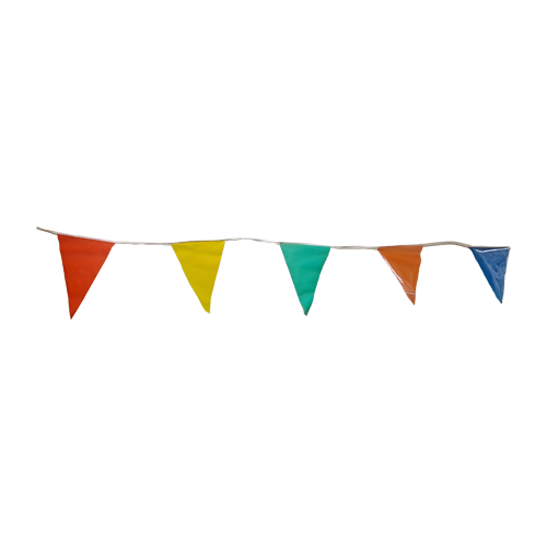 triangle streamers, triangle pennants, 100' streamers, triangle