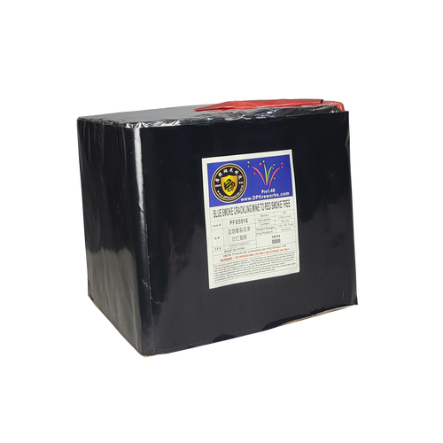 CAKE - INSTANT - 1.2 INCH 49 SHOTS VERTICAL SMOKE TREE - BLUE SMOKE CRACKLING MINE TO RED SMOKE TREE