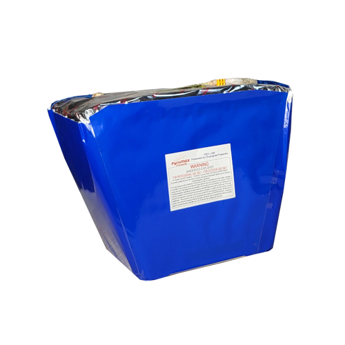 CAKE - 25 SHOT BLUE SMOKE COMET TO CRACKLING W/ CRACKLING MINE (FAN)