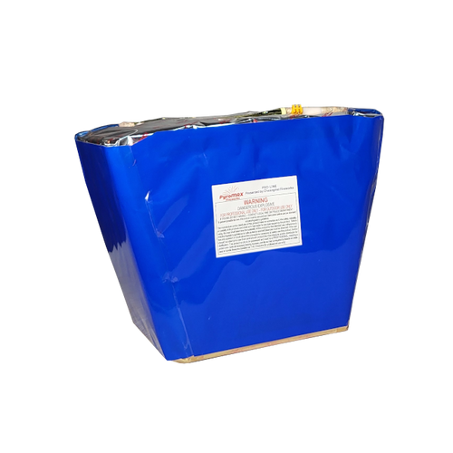 CAKE - 25 SHOT RED SMOKE COMET TO CRACKLING W/ CRACKLING MINE (FAN)