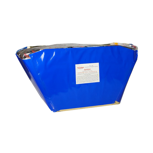 CAKE - 49 SHOT YELLOW SMOKE COMET + WHITE STROBE WATERFALL W/ SILVER STROBE MINE (FAN)