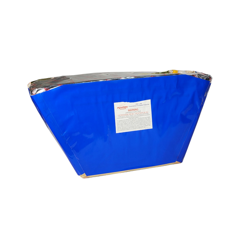 CAKE - 49 SHOT COLORFUL SMOKE COMET + WHITE STROBE WATERFALL W/ SILVER STROBE MINE (FAN)