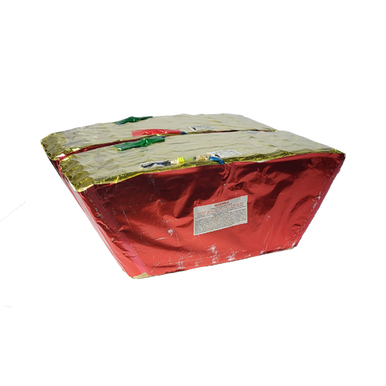 COMPOUND CAKE - 100 SHOT BLUE TAIL TO RED GREEN FALLING LEAVES + BLUE PEONY X SHAPE