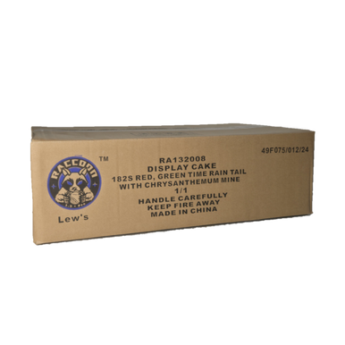 182 SHOT RED, GREEN TIME RAIN TAIL WITH CHRYSANTHEMUM MINE