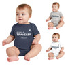 Pacifica Born a Traveler Infant Short Sleeve Baby Rib Bodysuit (ODI) 