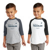 Pacifica Born a Traveler Toddler Baseball Fine Jersey Tee (ODI)